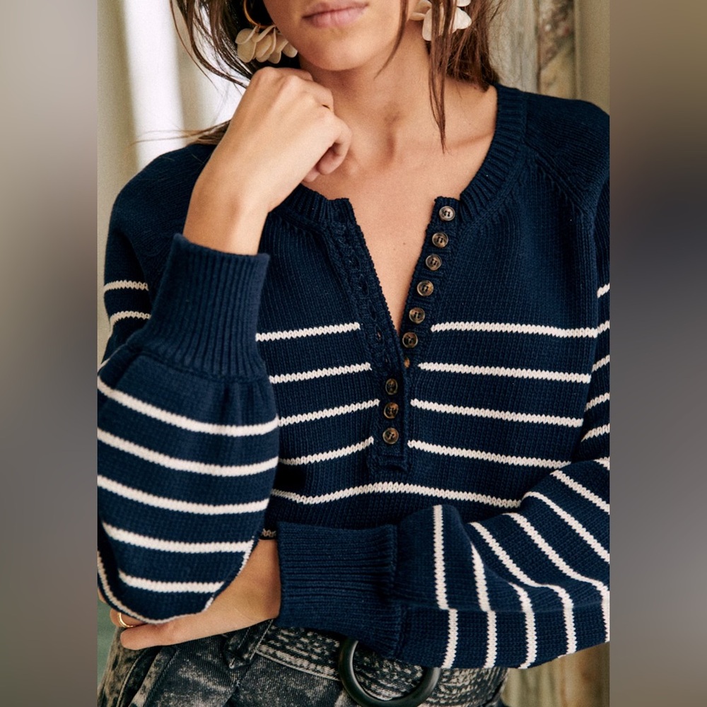 Sézane Léontine Jumper, Navy/Ecru, S